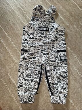 rebel bro Black & White Graffiti Kids Overalls